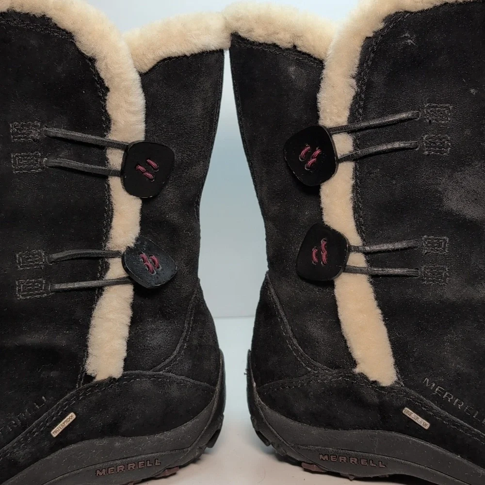 Merrell yarra waterproof suede black boots women's size 7.5 EU 38